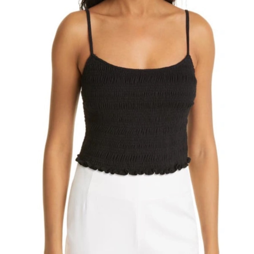 Rebecca Taylor Smocked Cotton Blend Tank Top